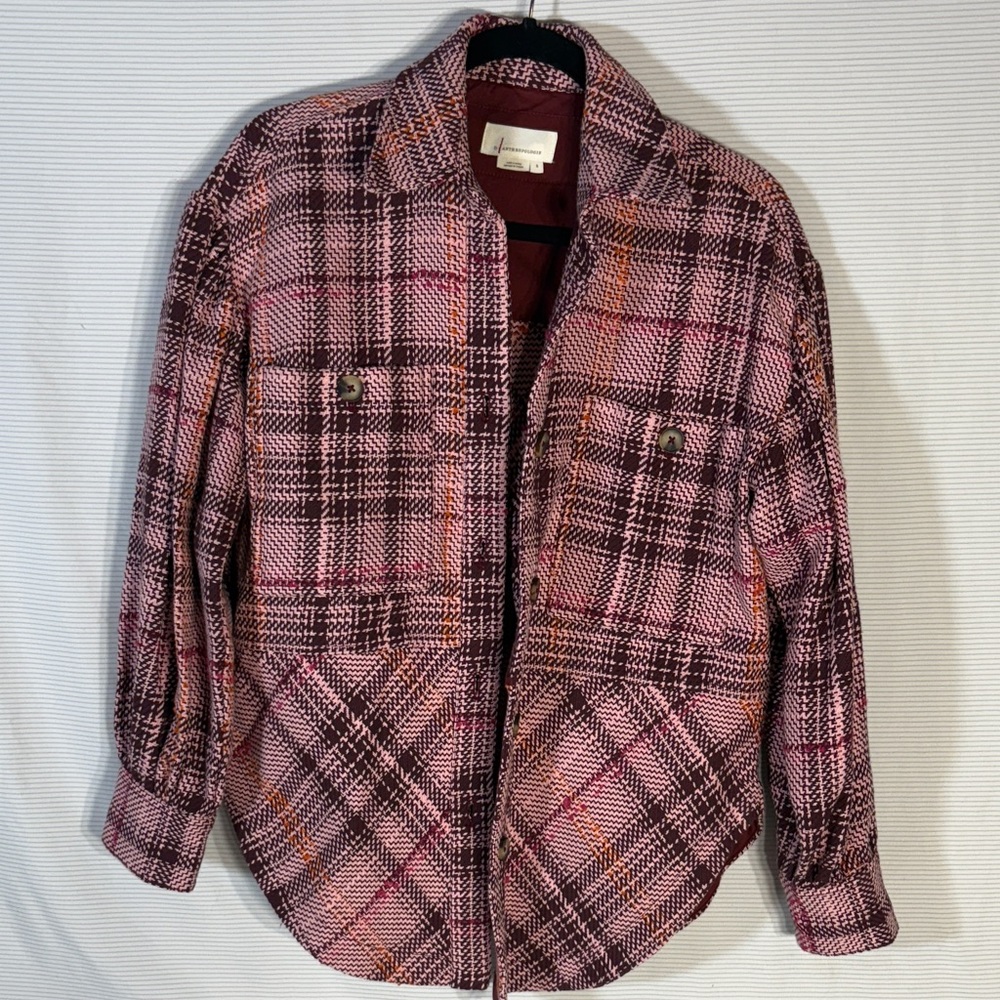 Anthropologie Hudson Pink & Burgundy Plaid Utility Shirt/ Jacket- Size S